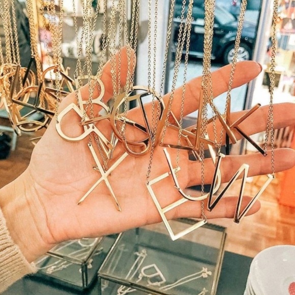 Large Initial Letter " A " Silver Necklace - Picture 5 of 7